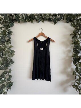 7 For All Mankind Sleeveless Scoop Neck Layering Tank Top Black NWT Size M